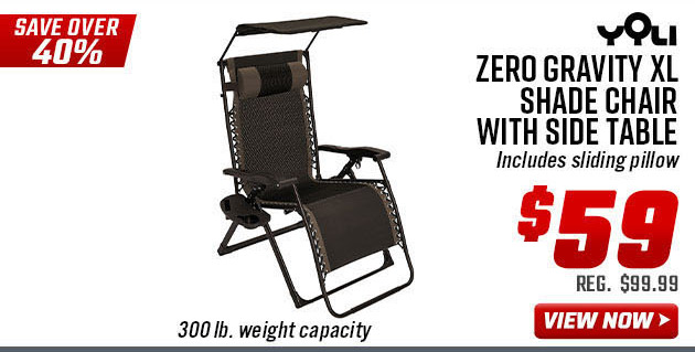 Yoli Zero Gravity XL Shade Chair with Side Table
