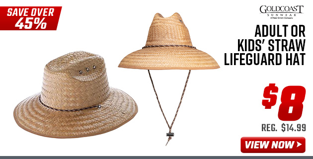 Goldcoast Adult or Kids' Straw Lifeguard Hat
