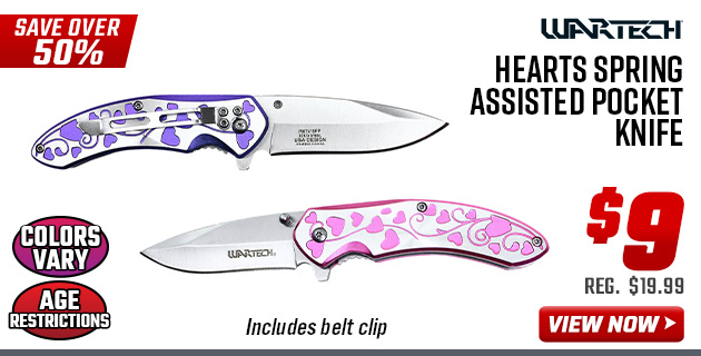 Wartech Hearts Spring Assisted Pocket Knife