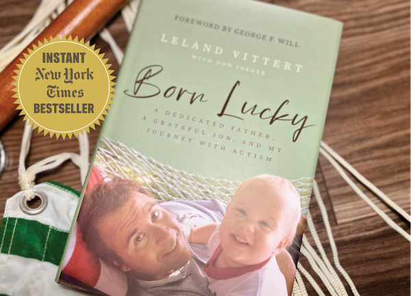 Hardcover copy of Leland Vittert's Born Lucky with a hammock
