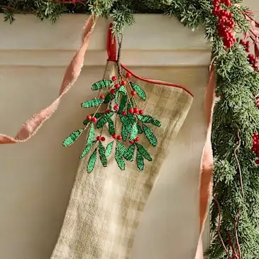 Anthropologie Beaded Mistletoe Stocking Charm