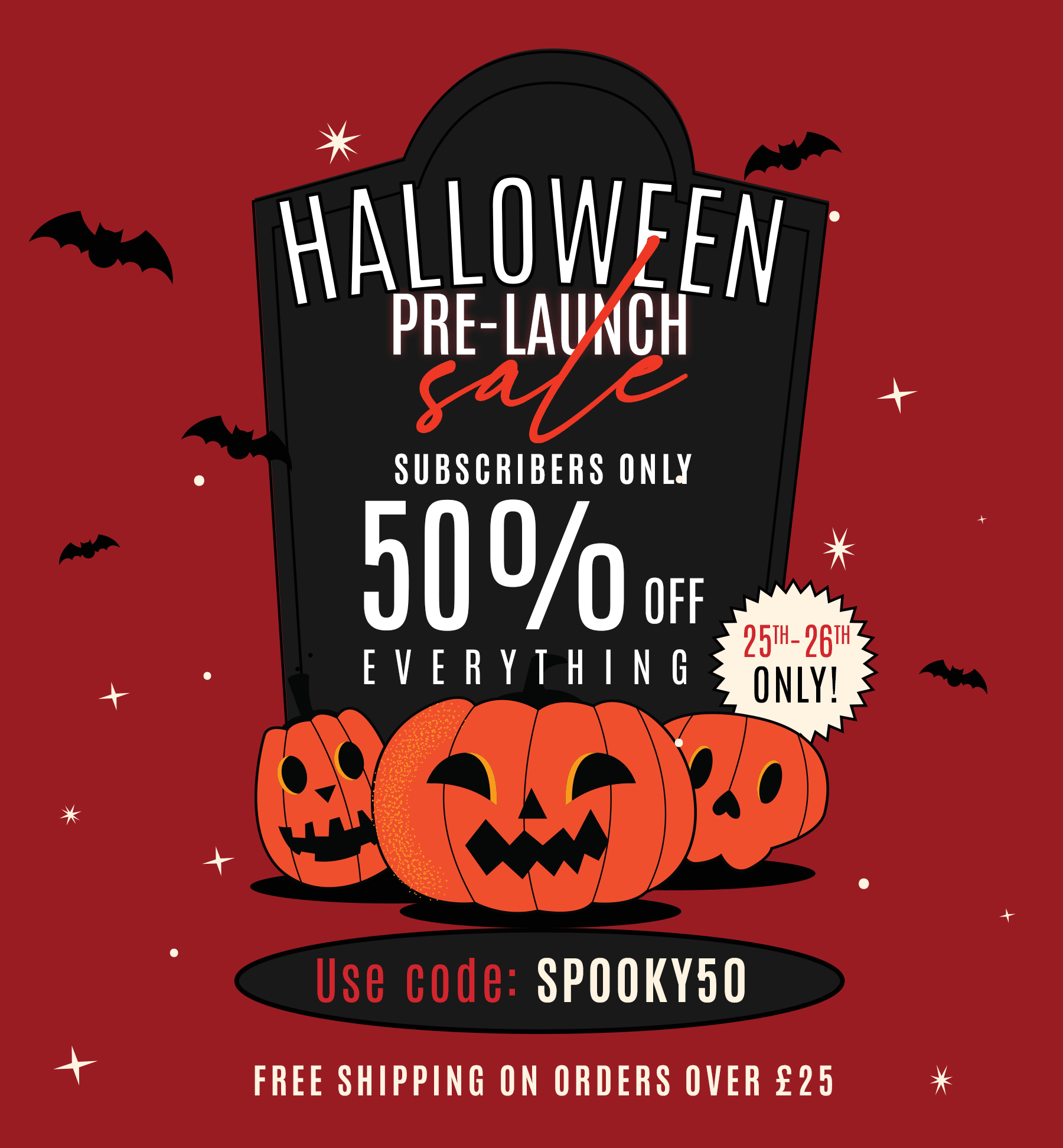 Get 50% off all books with code SPOOKY50 at checkout. Ends at tomorrow at midnight!!