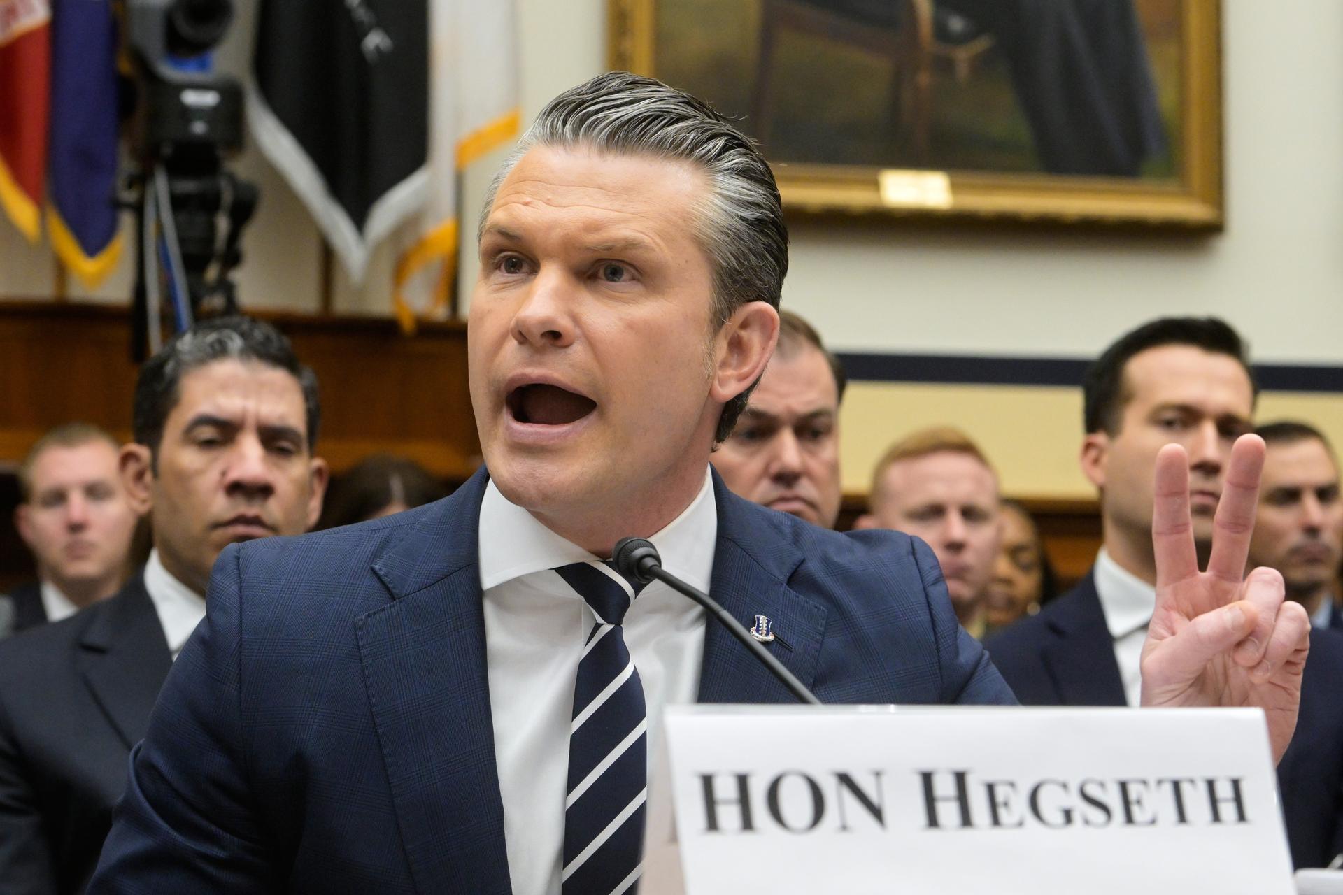 Secretary of Defense Pete Hegseth appears before the House Committee on Armed Services on Capitol Hill, Wednesday, in Washington.