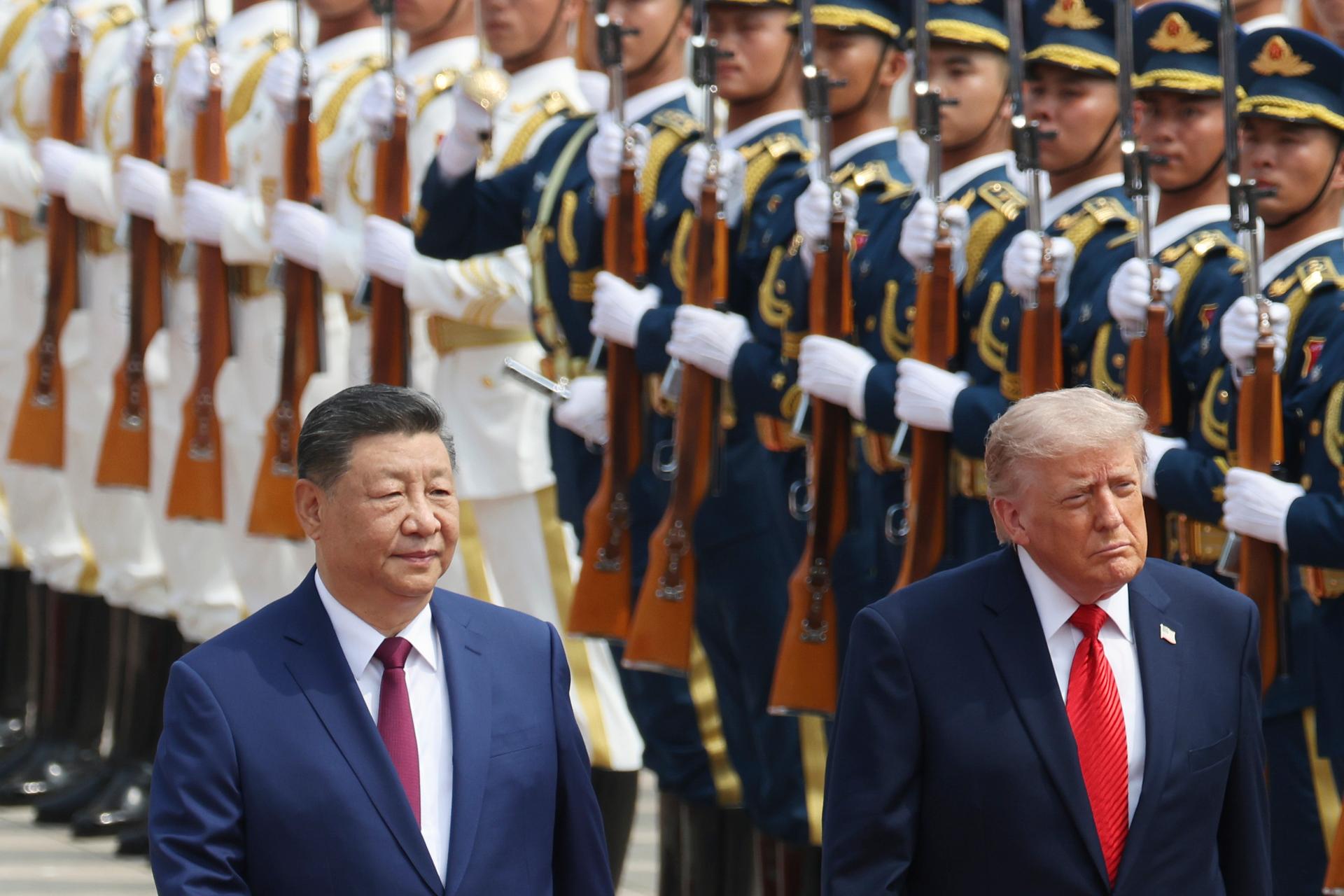 Chinese President Xi Jinping review the honor guard during a welcome ceremony at the Great Hall of the People in Beijing on Thursday.