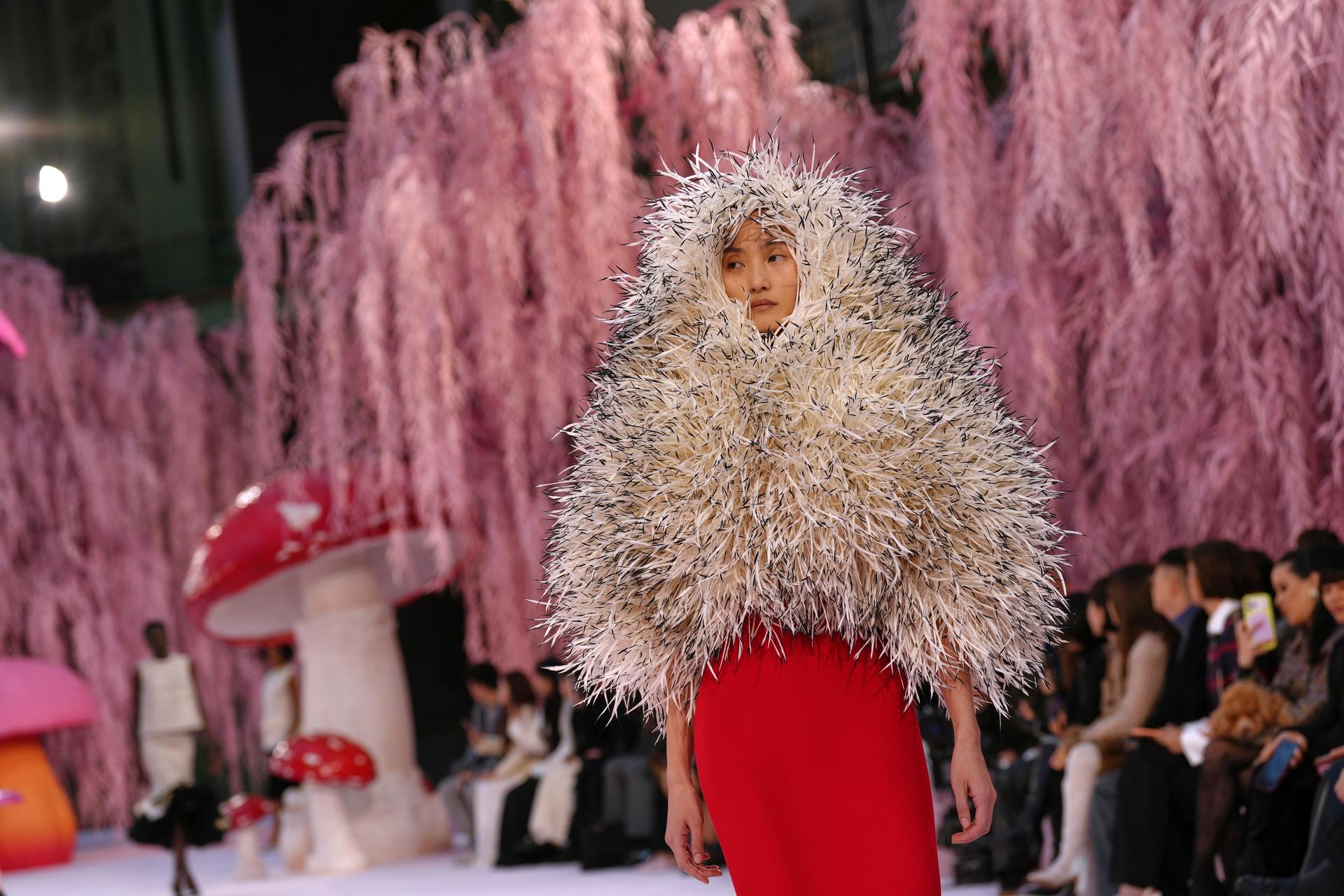 A model wears a creation as part of the Chanel Spring/Summer 2026 Haute Couture collection presented in Paris on Tuesday. (AP Photo/Aurelien Morissard)