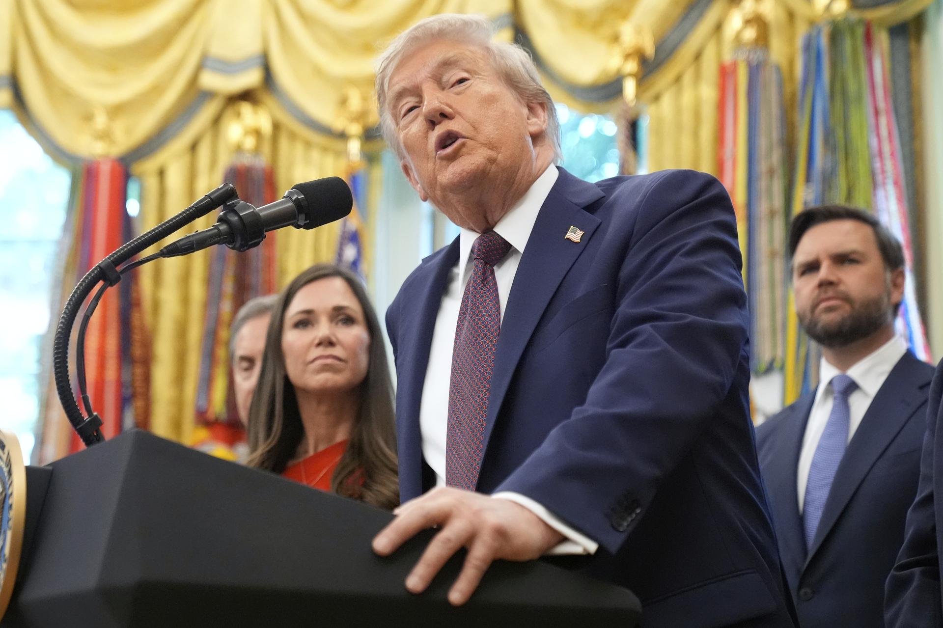 President Donald Trump in the Oval Office of the White House, Tuesday. 