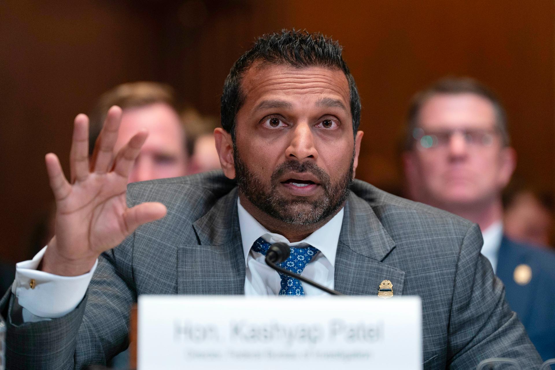 FBI Director Kash Patel testifies before the Senate Subcommittee on Commerce, Justice, Science, and Related Agencies hearing on Capitol Hill, on Tuesday.