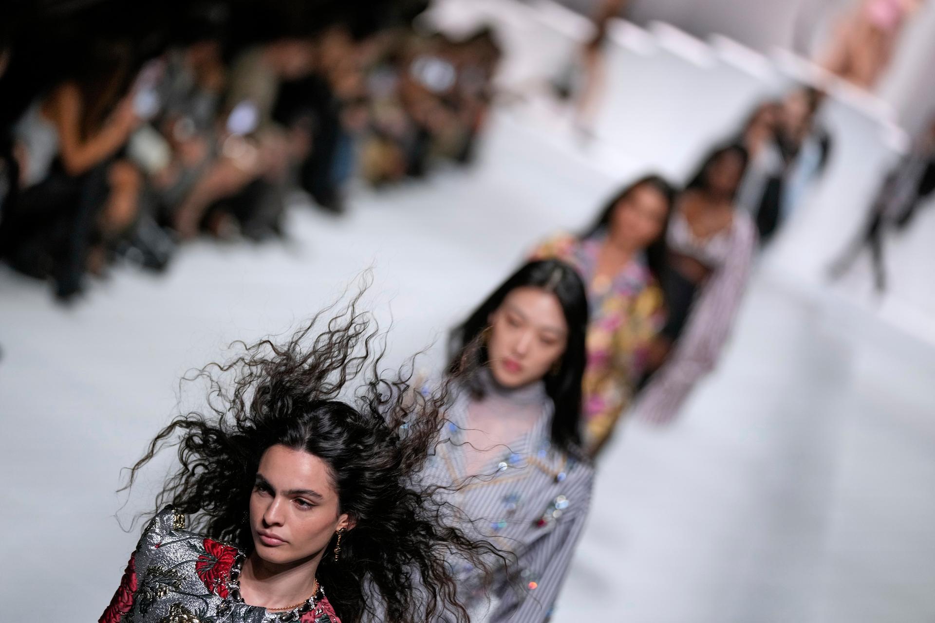 Models wear creations as part of the Dolce & Gabbana Spring/Summer 2026 collection in Milan, Italy.