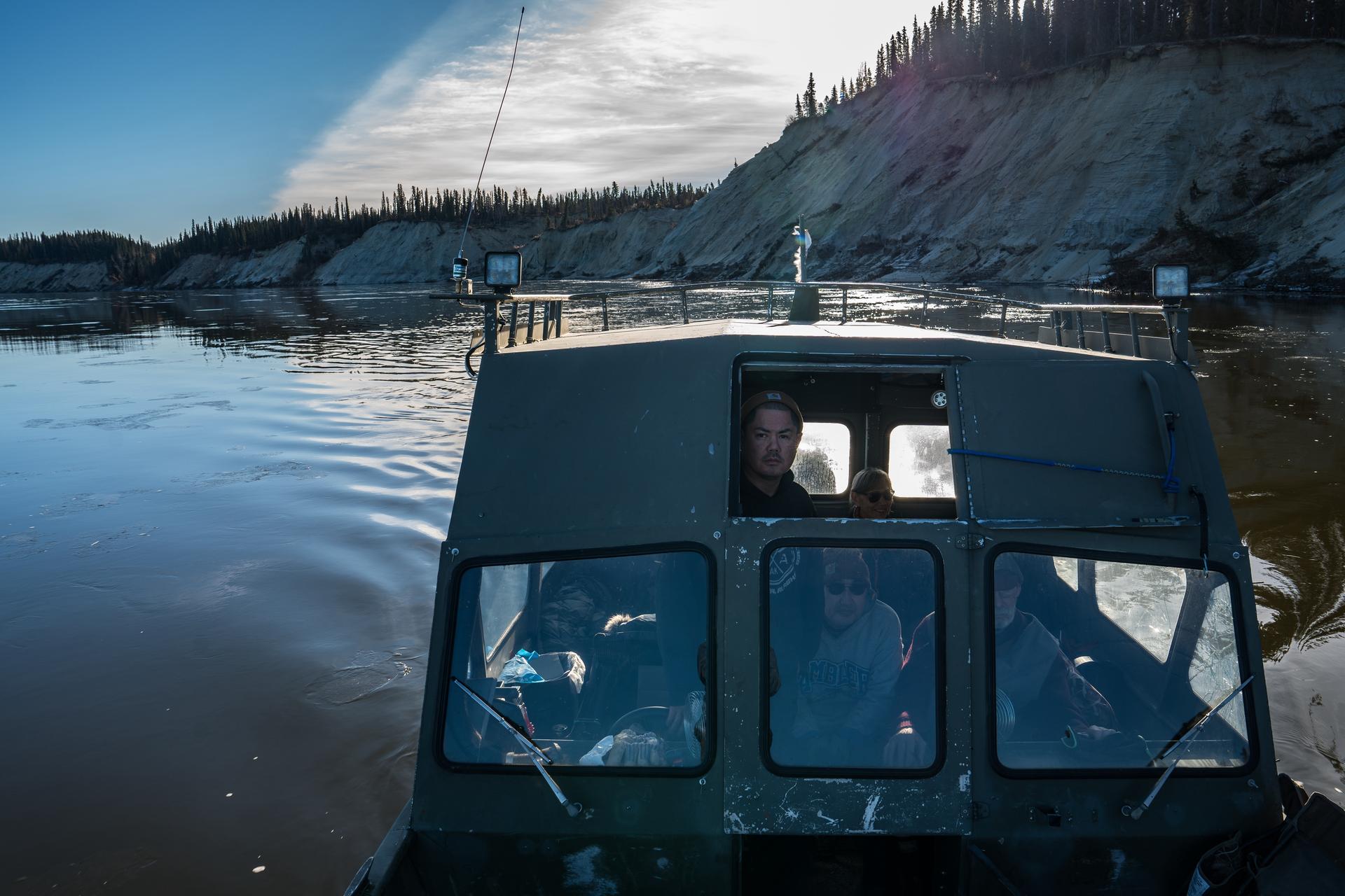 Tristen Pattee hunts with his family along the Kobuk River near Ambler, Alaska, in September. (AP Photo/Annika Hammerschlag)