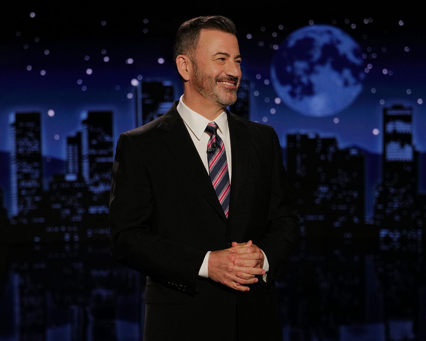 Jimmy Kimmel hosting his late-night show in Los Angeles on Tuesday. 