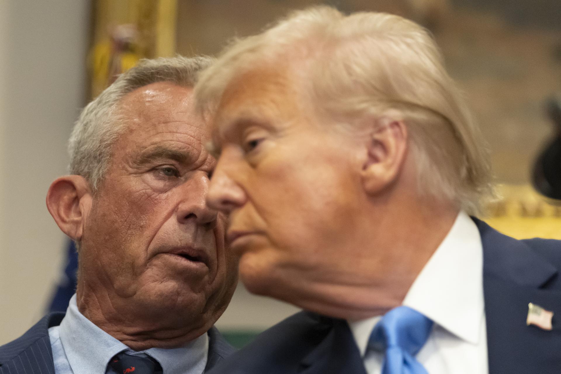 President Donald Trump at the White House, Monday in Washington, with Health and Human Services Secretary Robert F. Kennedy Jr. 