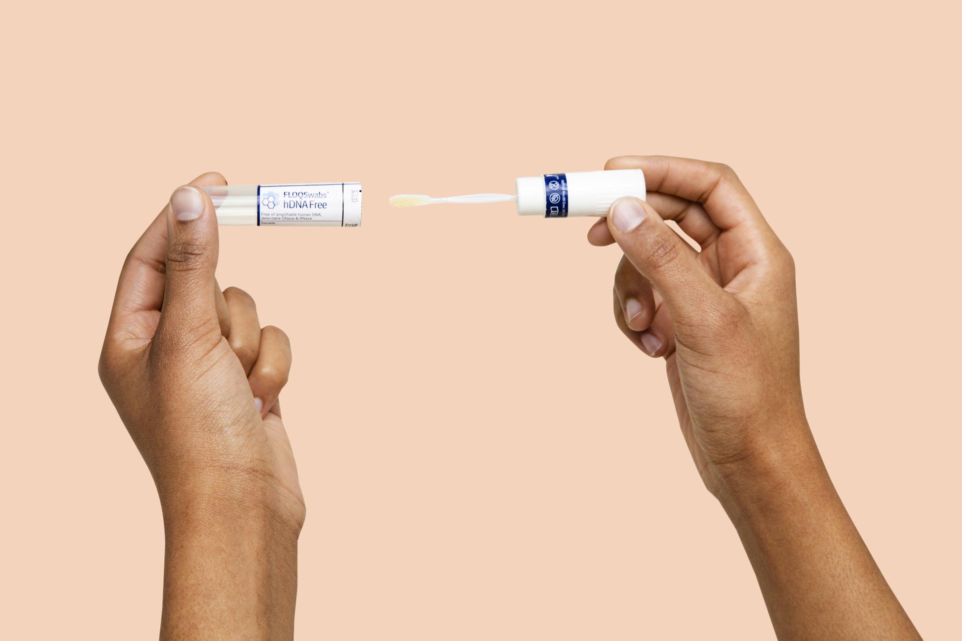 This photo provided by Tiny Health in October 2025 shows the company's swab for their gut health test. (Tiny Health via AP)