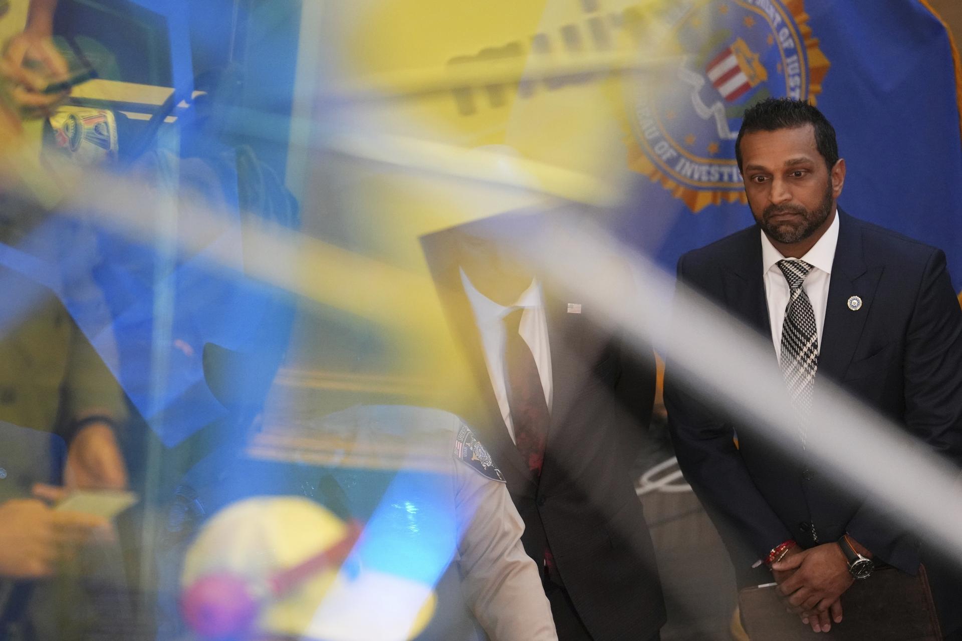 FBI Director Kash Patel attends a news conference in Orem, Utah, on Friday. (AP Photo/Lindsey Wasson)