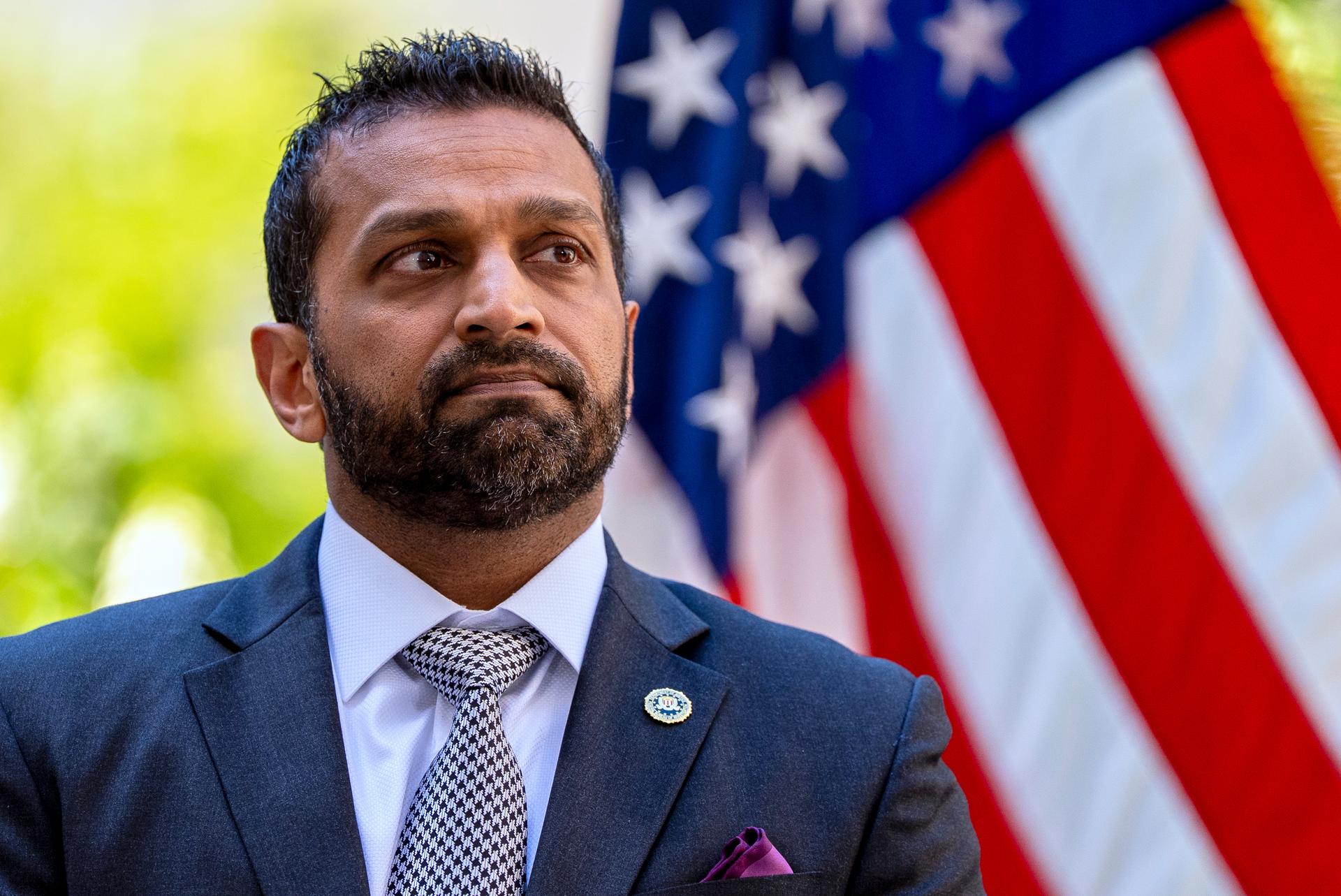 FBI Director Kash Patel listens during a news conference at the Department of Justice in May. (AP Photo/Alex Brandon)