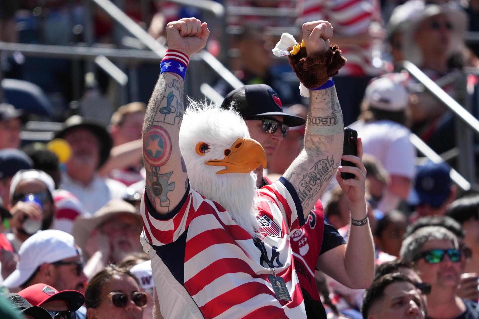 A US fan reacts during the World Cup match between the United States and Australia in Seattle, Friday.