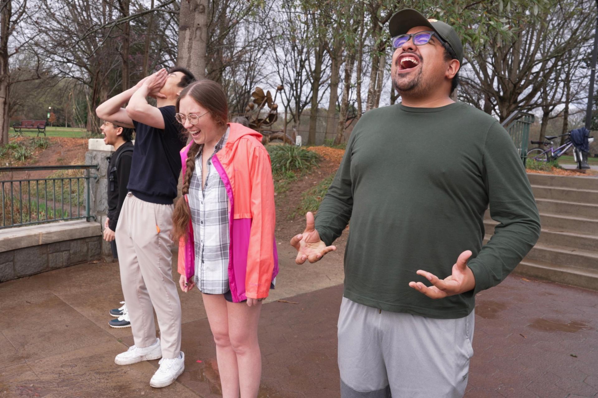 People participate in a Scream Club meeting at Piedmont Park, March 8, in Atlanta. People participate in a Scream Club meeting at Piedmont Park, March 8, in Atlanta.