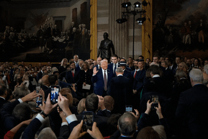 A GIF of photos of the 60th Presidential Inauguration in the Rotunda of the U.S. Capitol in Washington. (AP Photos/Julia Demaree Nikhinson).