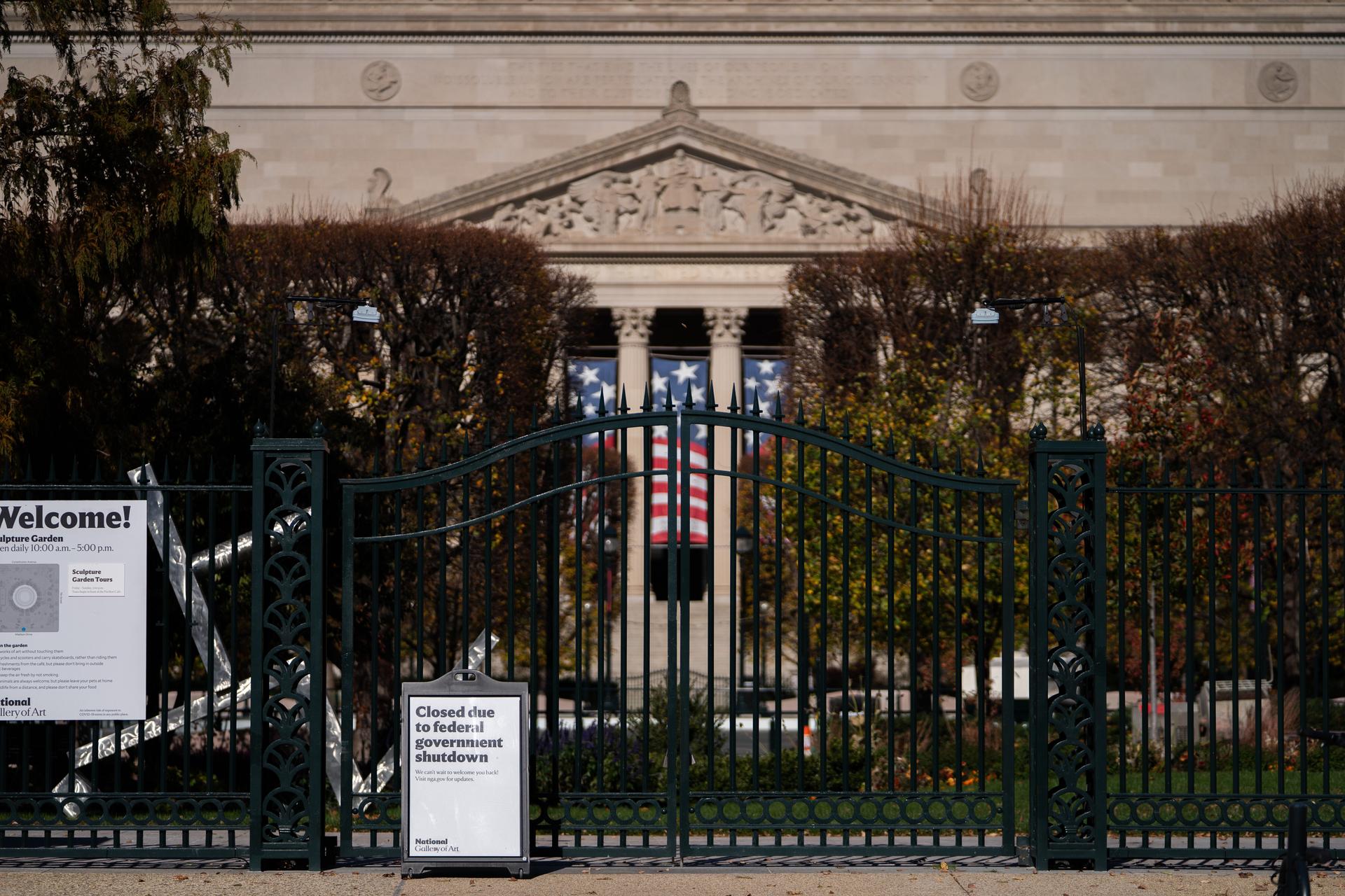 The National Gallery of Art remains closed, Thursday, following the passage of a funding bill to reopen the government in Washington.