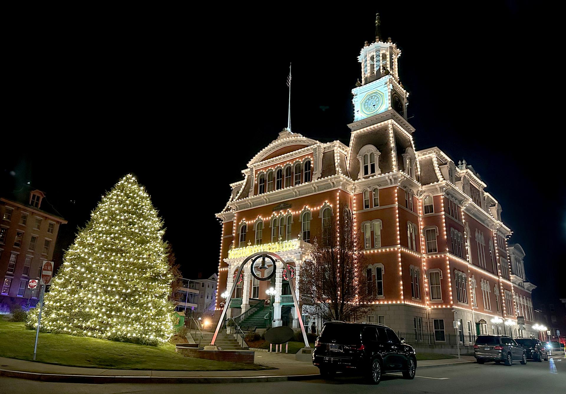 Norwich City Hall is decorated for the annual 