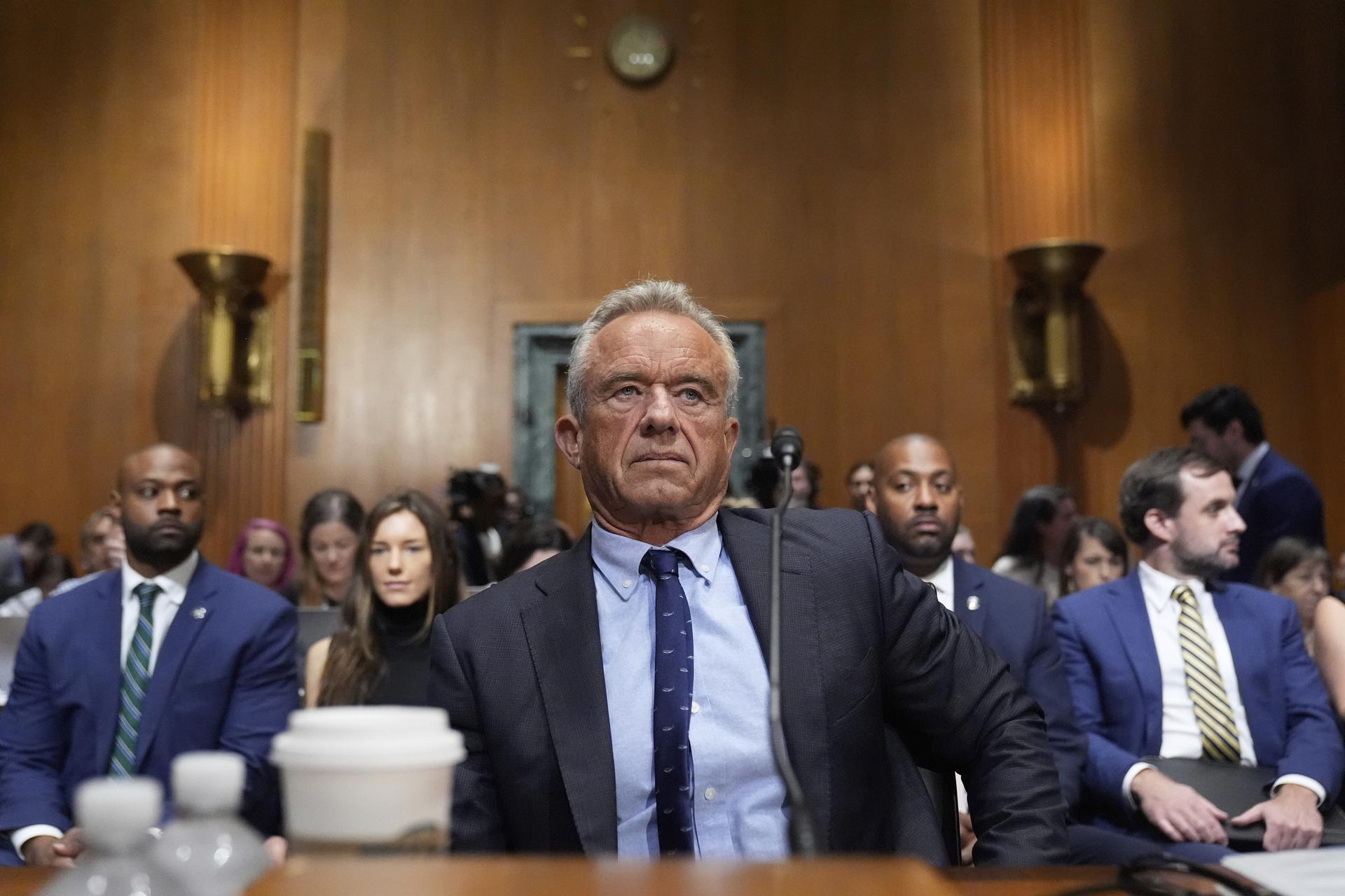 Secretary of Health and Human Services Robert F. Kennedy Jr., appears before the Senate Finance Committee on Thursday. (AP Photo/Mark Schiefelbein)