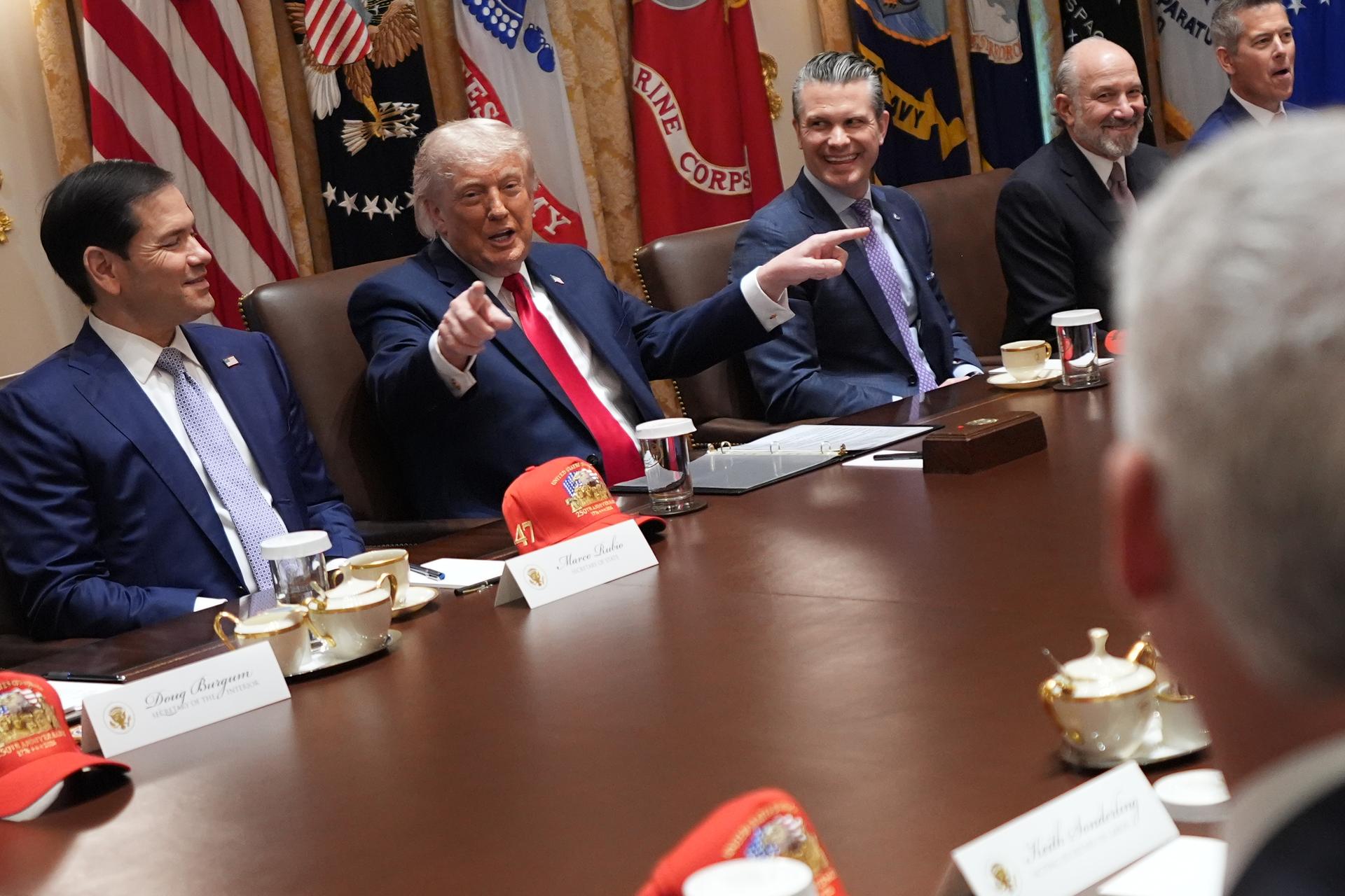 President Donald Trump speaks during a Cabinet meeting at the White House on Wednesday. (AP Photo/Jacquelyn Martin)