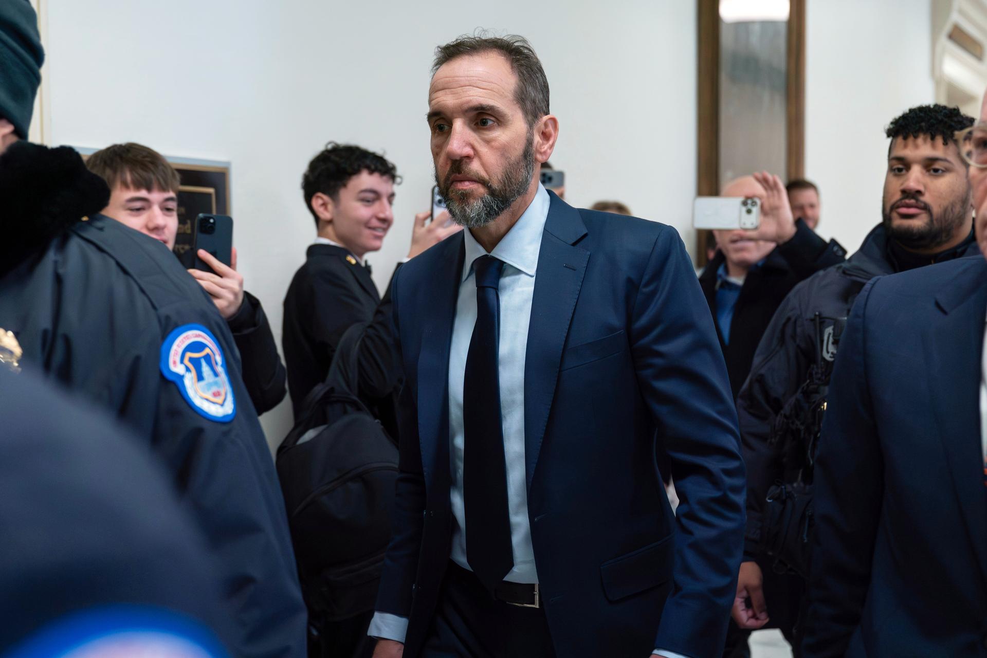Former Department of Justice Special Counsel Jack Smith arrives for a closed-door interview with House Republicans at Capitol Hill on Wednesday. (AP Photo/Jose Luis Magana)
