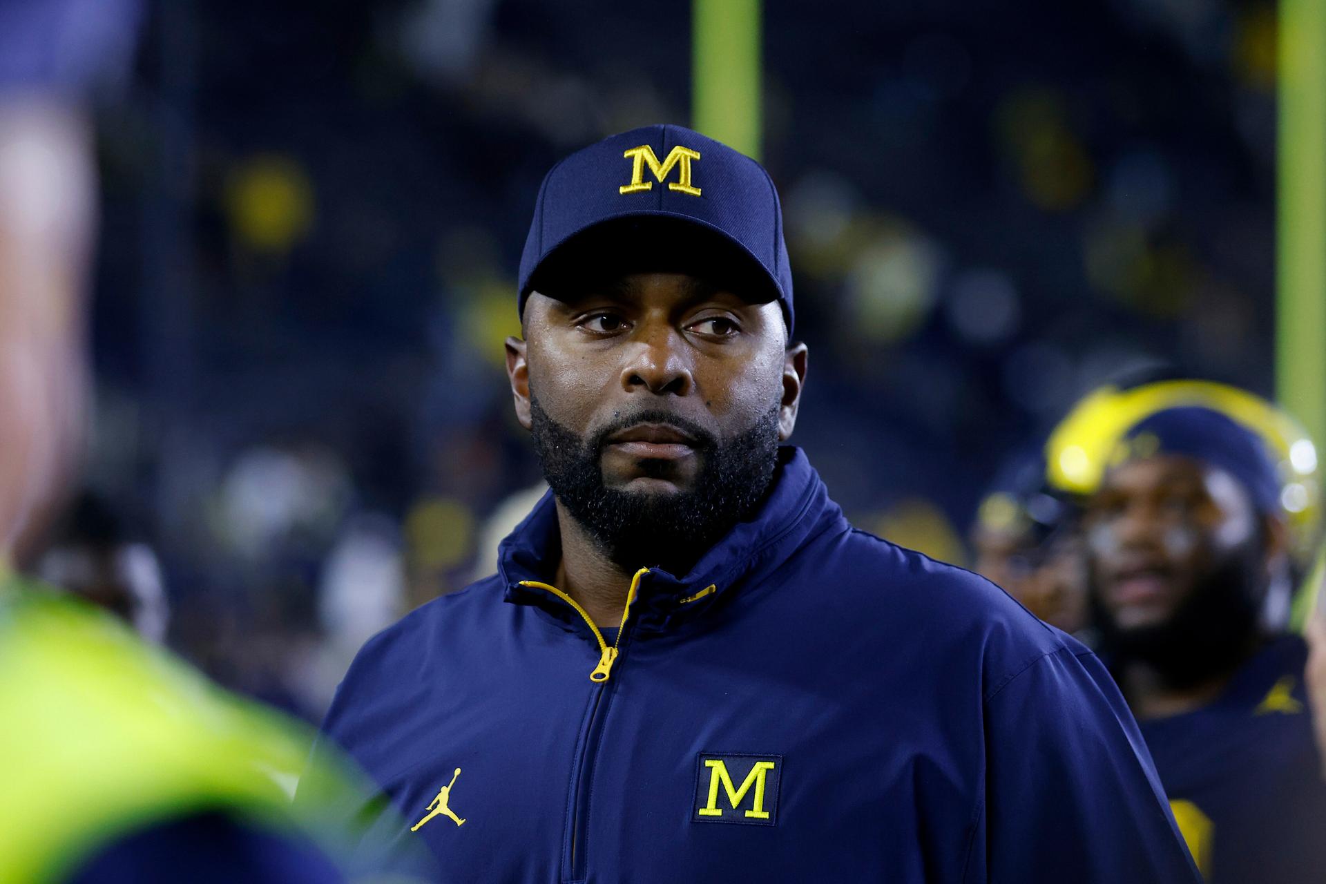 Michigan coach Sherrone Moore walks off the field following an NCAA football game on Saturday, Aug. 30, 2025, in Ann Arbor, Mich. (AP Photo/Al Goldis, File).