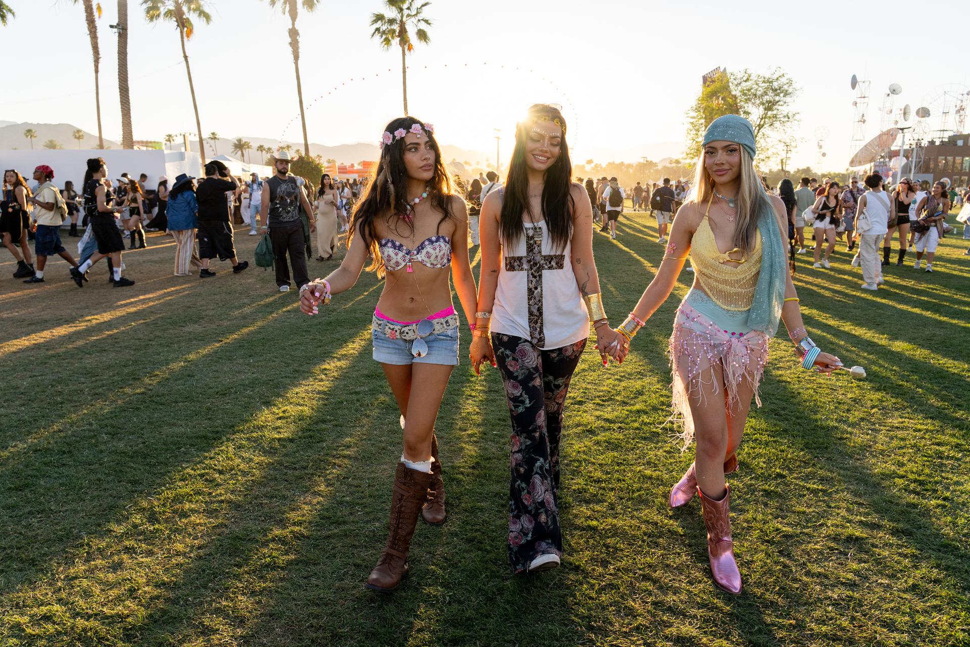 Festivalgoers are seen during the first weekend of Coachella Valley Music and Arts Festival on April 11, 2026, in Indio, California.