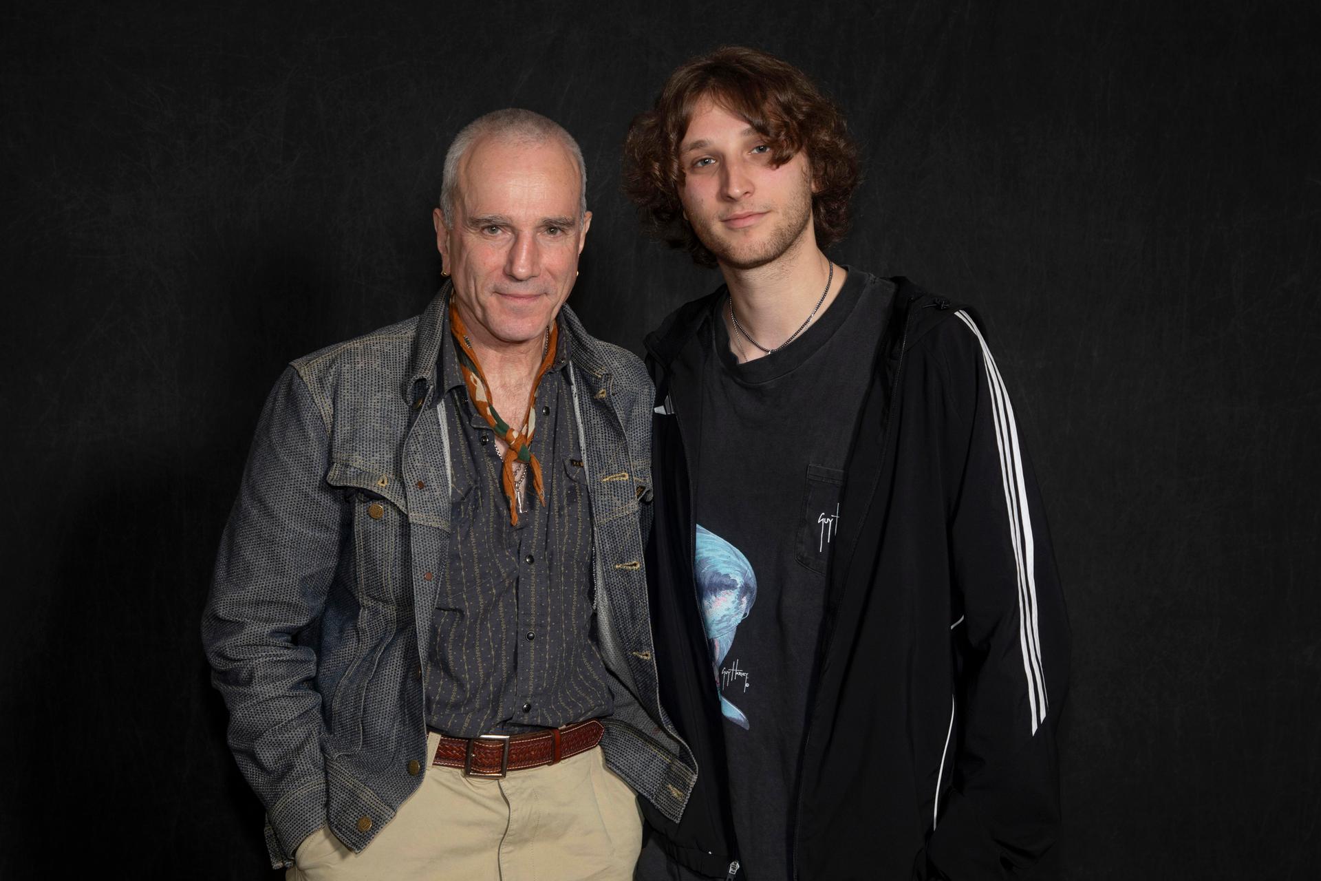 Daniel Day-Lewis, left, and Ronan Day-Lewis pose for a portrait on Saturday. (Photo by Andy Kropa/Invision/AP)