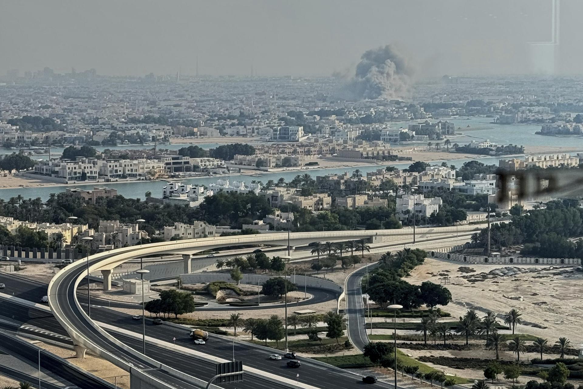 Smoke rises from an explosion, allegedly caused by an Israeli strike, in Doha, Qatar, on Tuesday. (UGC via AP)