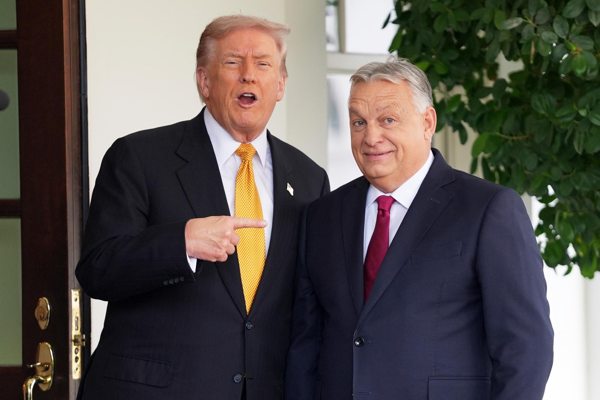 President Donald Trump greets Hungary’s Prime Minister Viktor Orban at the White House in 2025, in Washington.