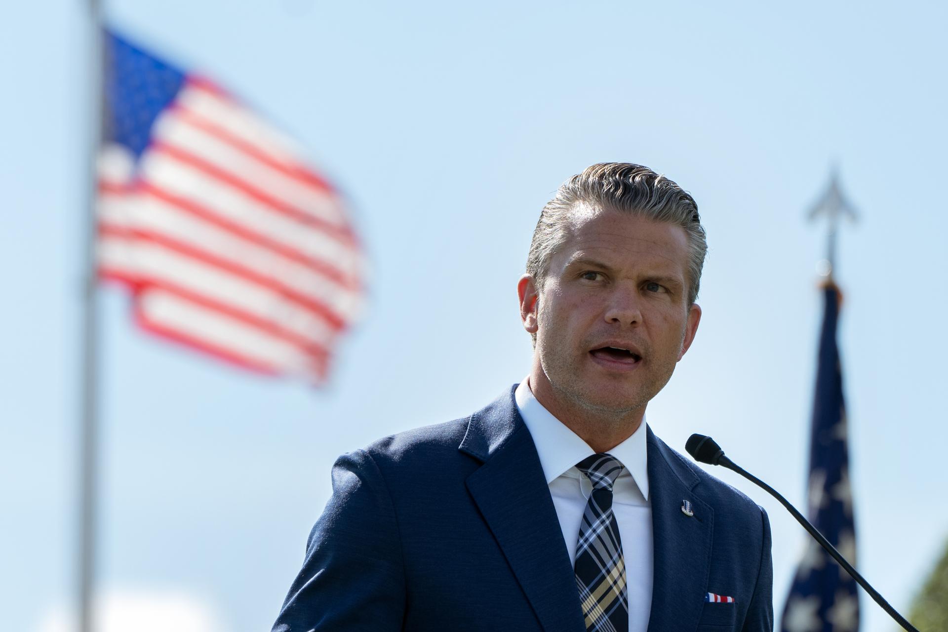 Defense Secretary Pete Hegseth speaks during the POW/MIA National Recognition Day Ceremony at the Pentagon, Sept. 18, in Washington. 