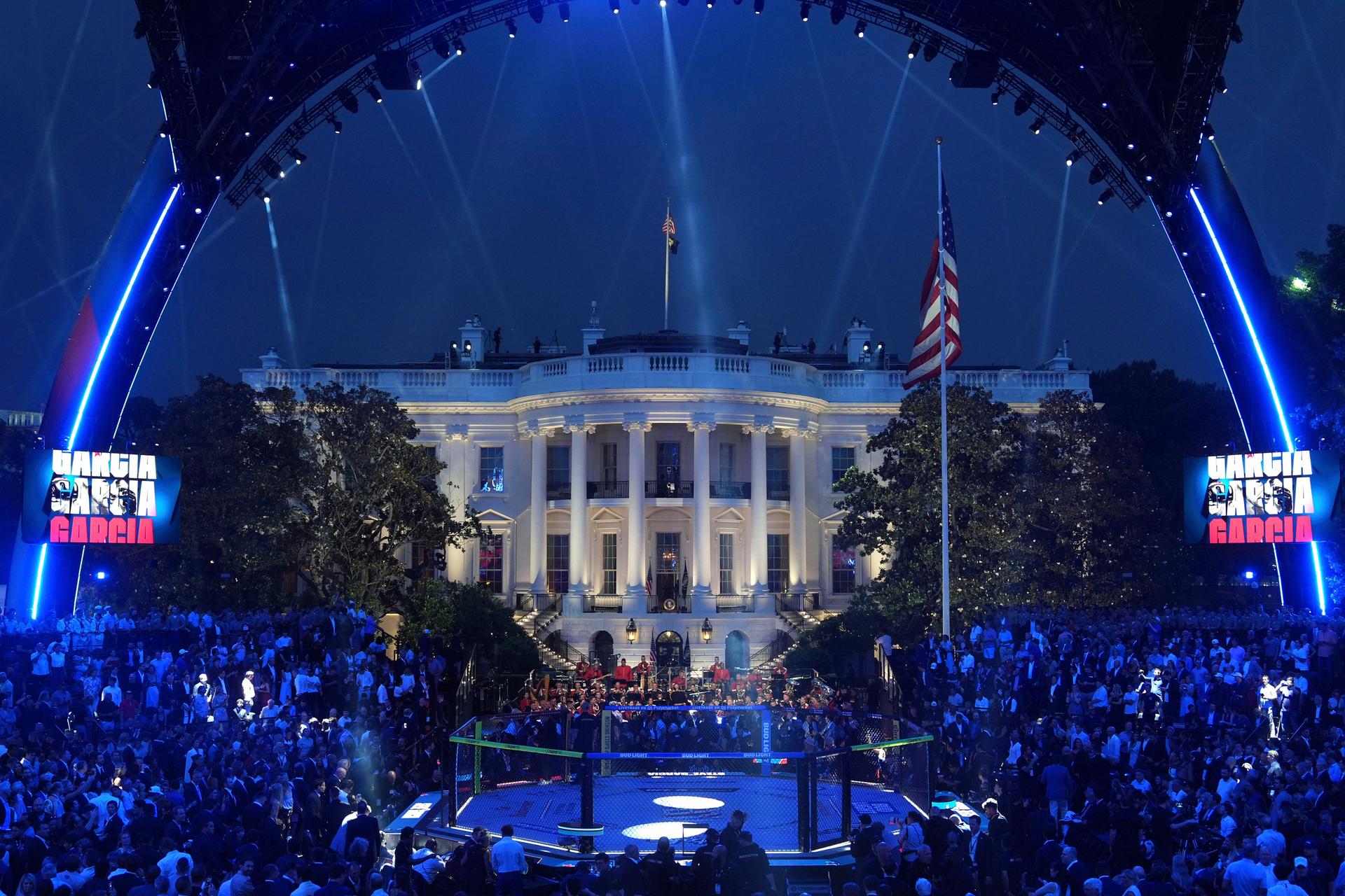 The arena for the UFC Freedom 250 on the South Lawn of the White House, June 14, in Washington. 