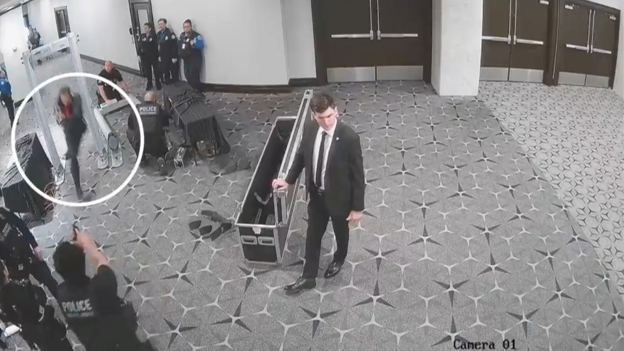 Federal prosecutors released a video Thursday showing the moment authorities said a man armed with guns and knives tried to storm the White House Correspondents’ Association dinner and attempt to kill President Donald Trump.