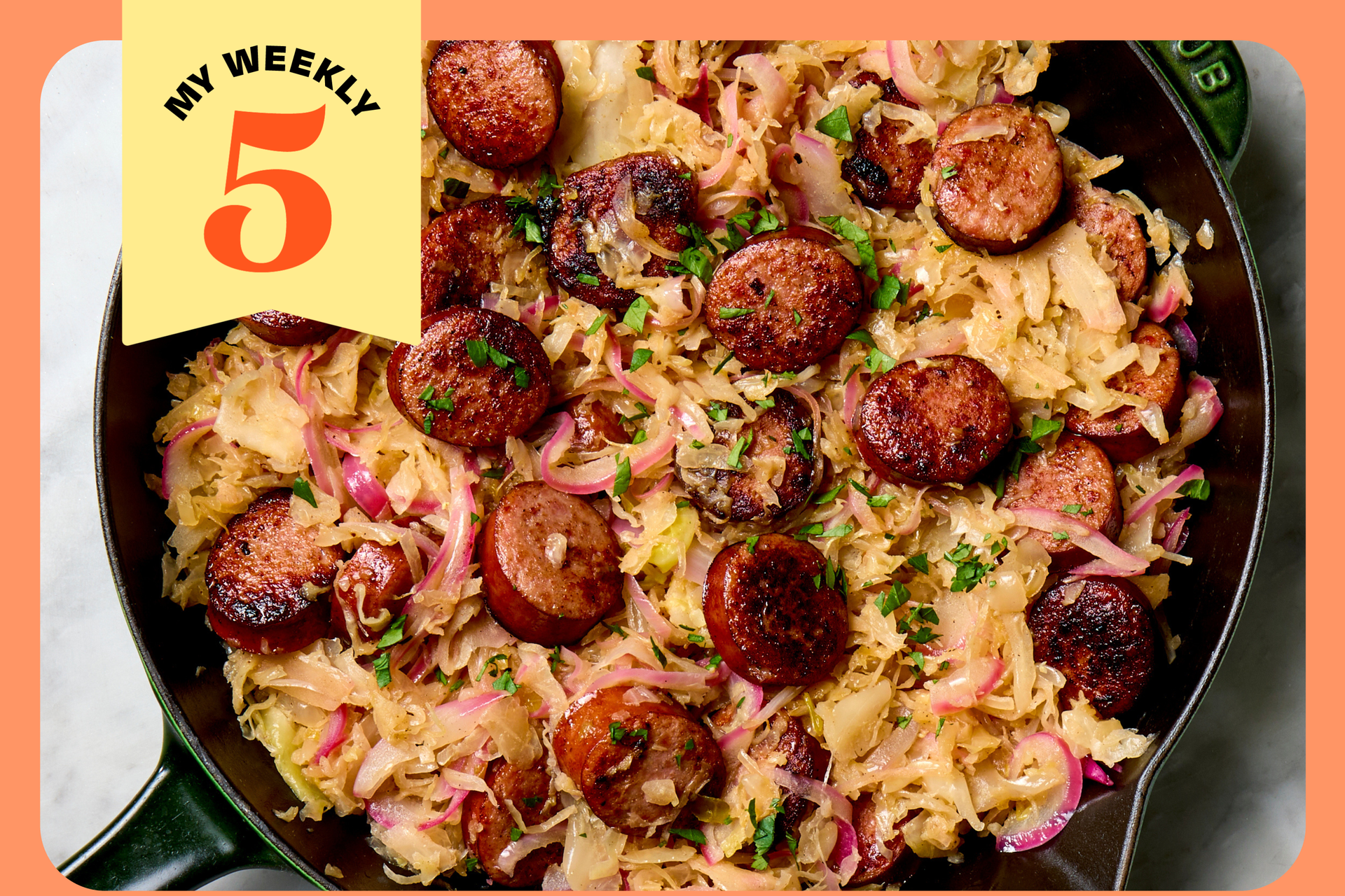 4-Ingredient Kielbasa and Sauerkraut Skillet