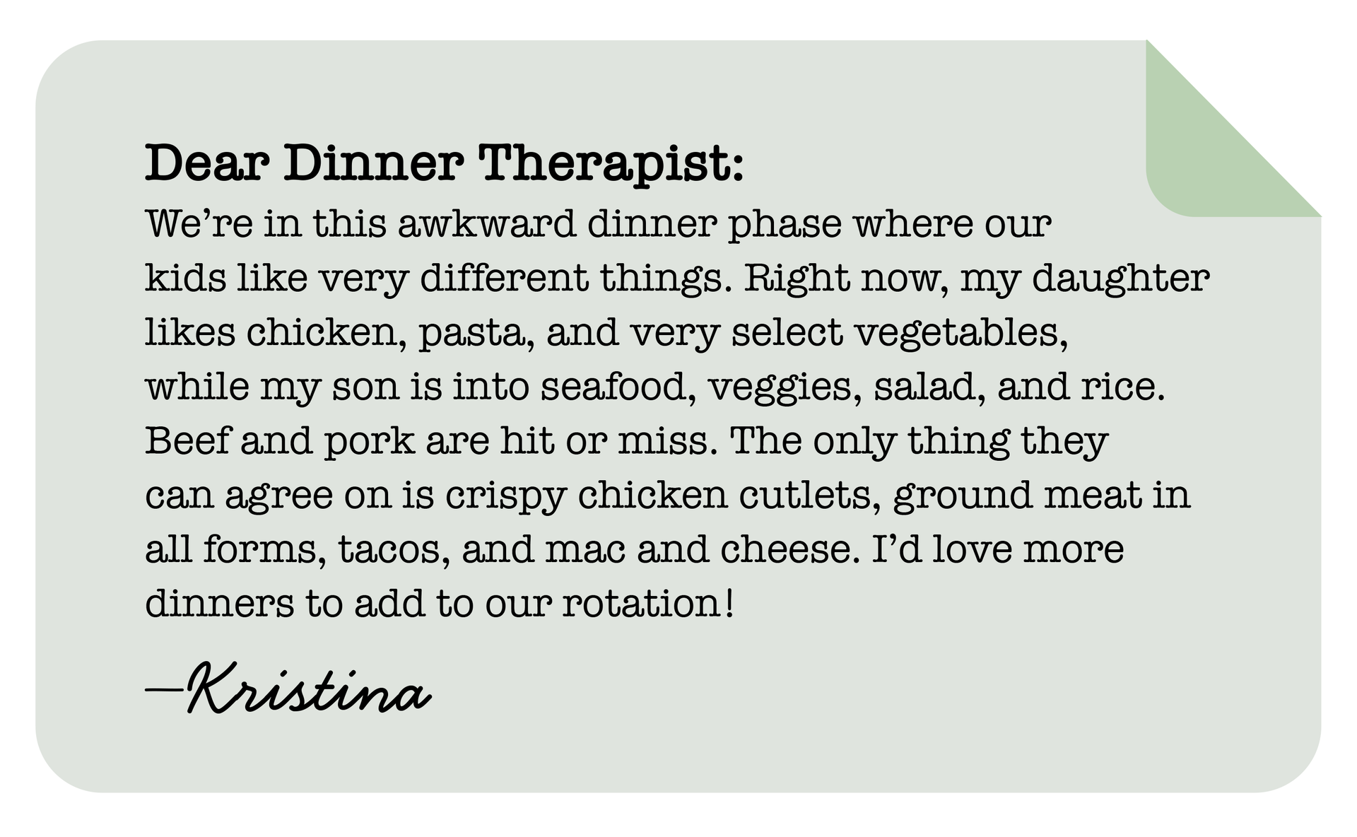 Dear Dinner Therapist