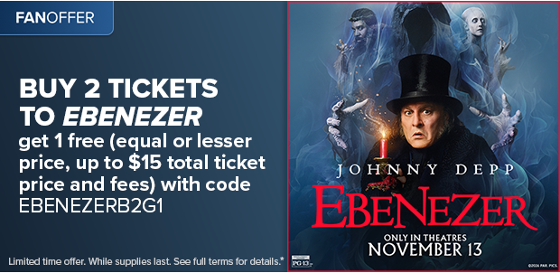 BUY 2 TICKETS TO EBENEZER GET 1 FREE WITH CODE EBENEZERB2G1*