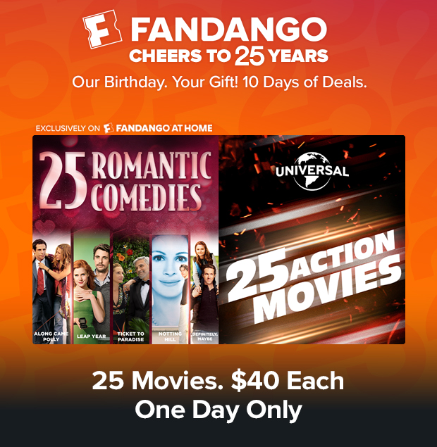 25 MOVIES. $40 EACH - ONE DAY ONLY