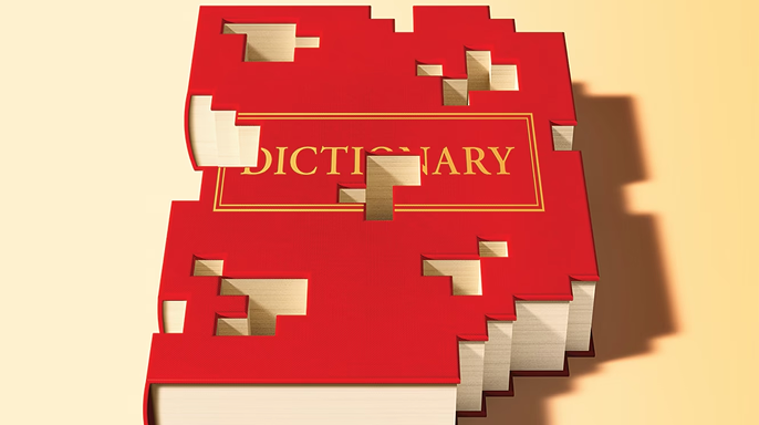 illustration of a dictionary with holes in it