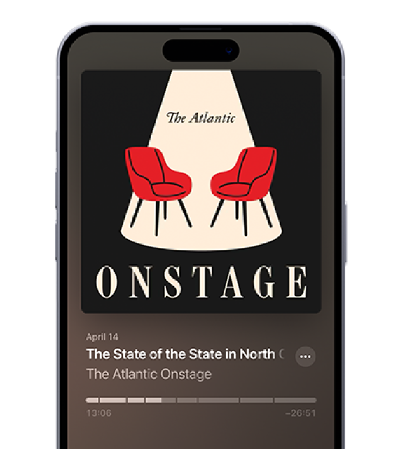 Phone screen featuring a podcast page playing 