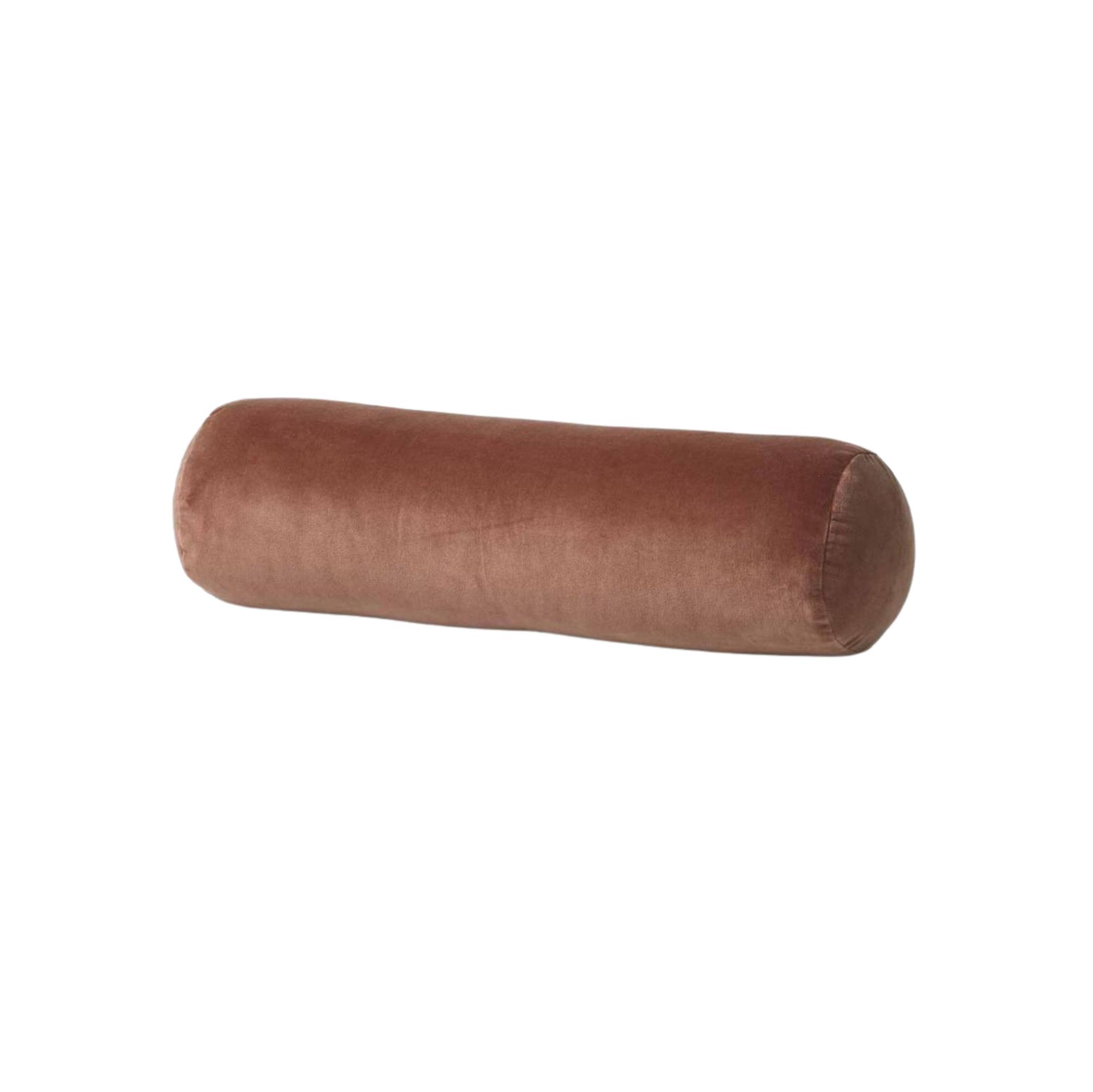 Luxury velvet bolster in Clove $79.00, Aura Home
