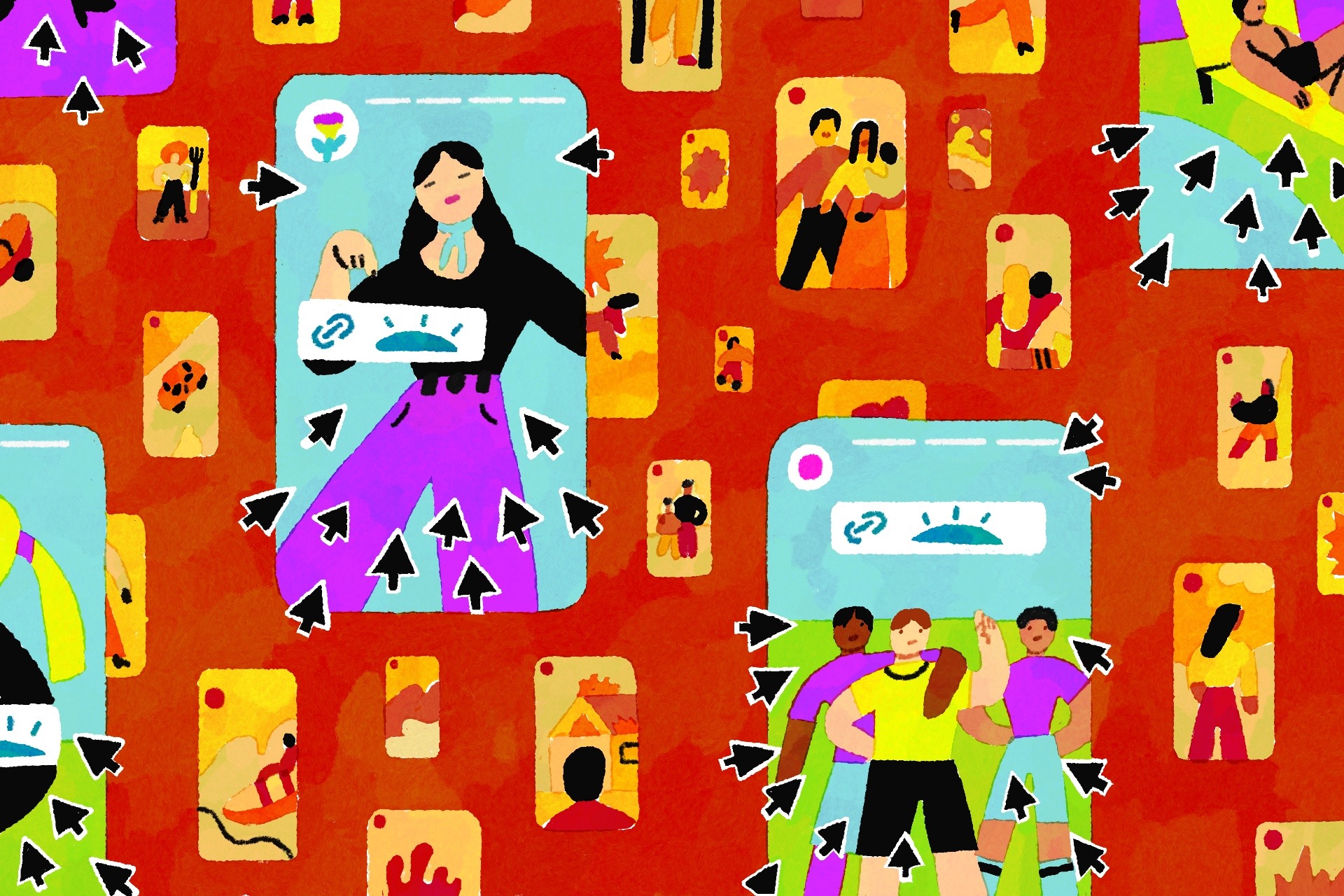 Social media video screens illustration