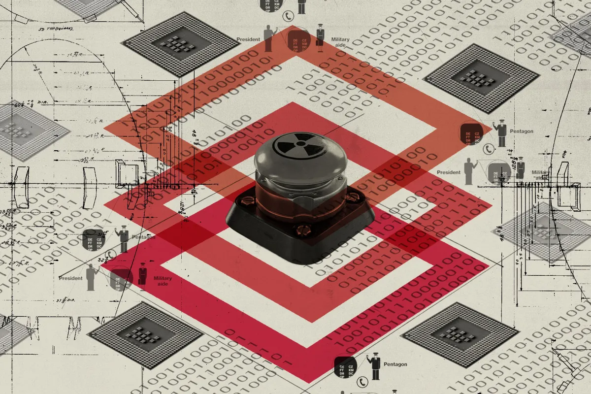An illustration of the nuclear launch button