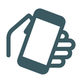 Icon of hand holding a phone