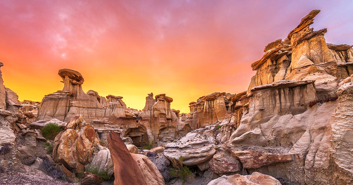 Nature image of sunset and rocks