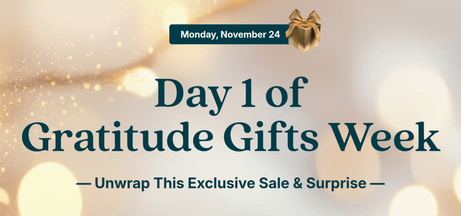Day 1 gratitude week sale & gift banner