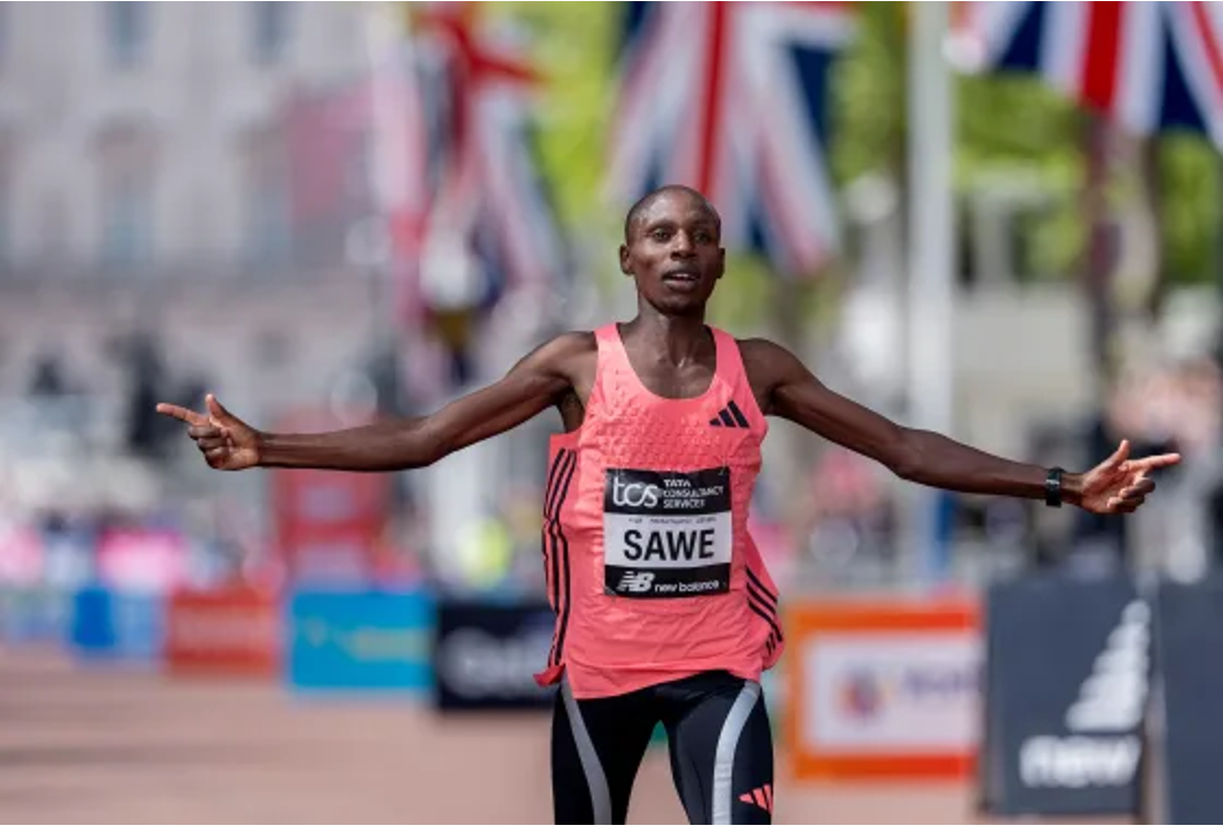 Sabastian Sawe breaking the 2-hour marathon barrier in London