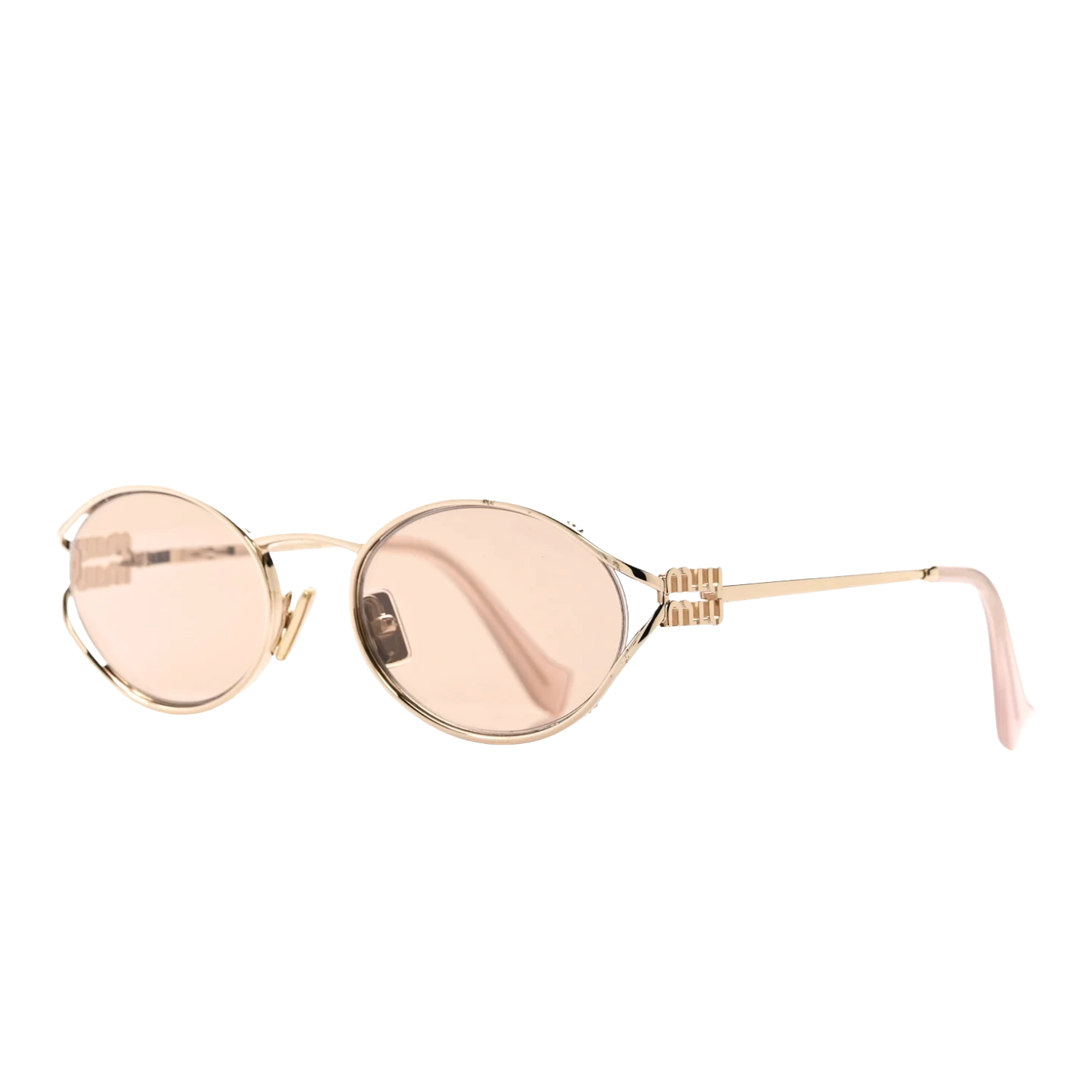 Miu Miu Gold Metal Oval Sunglasses