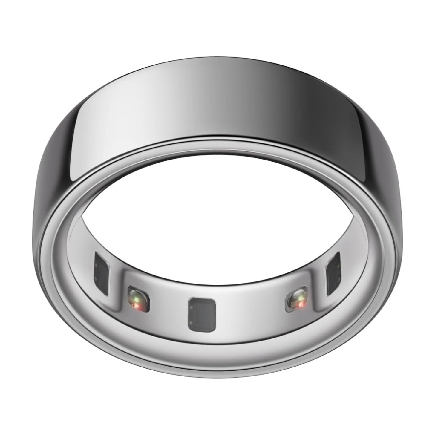 A silver Oura Ring.