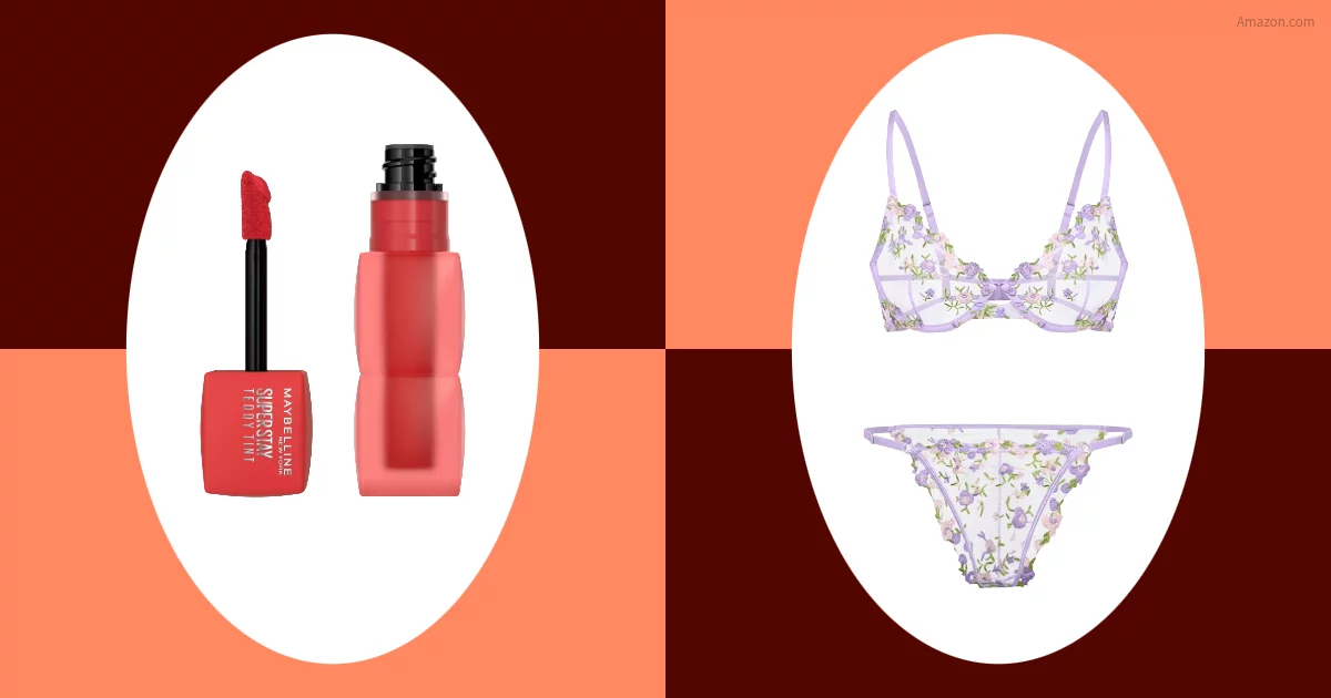 Product Images of Maybelline Superstay Lip Tint and a Purple Lingerie Set